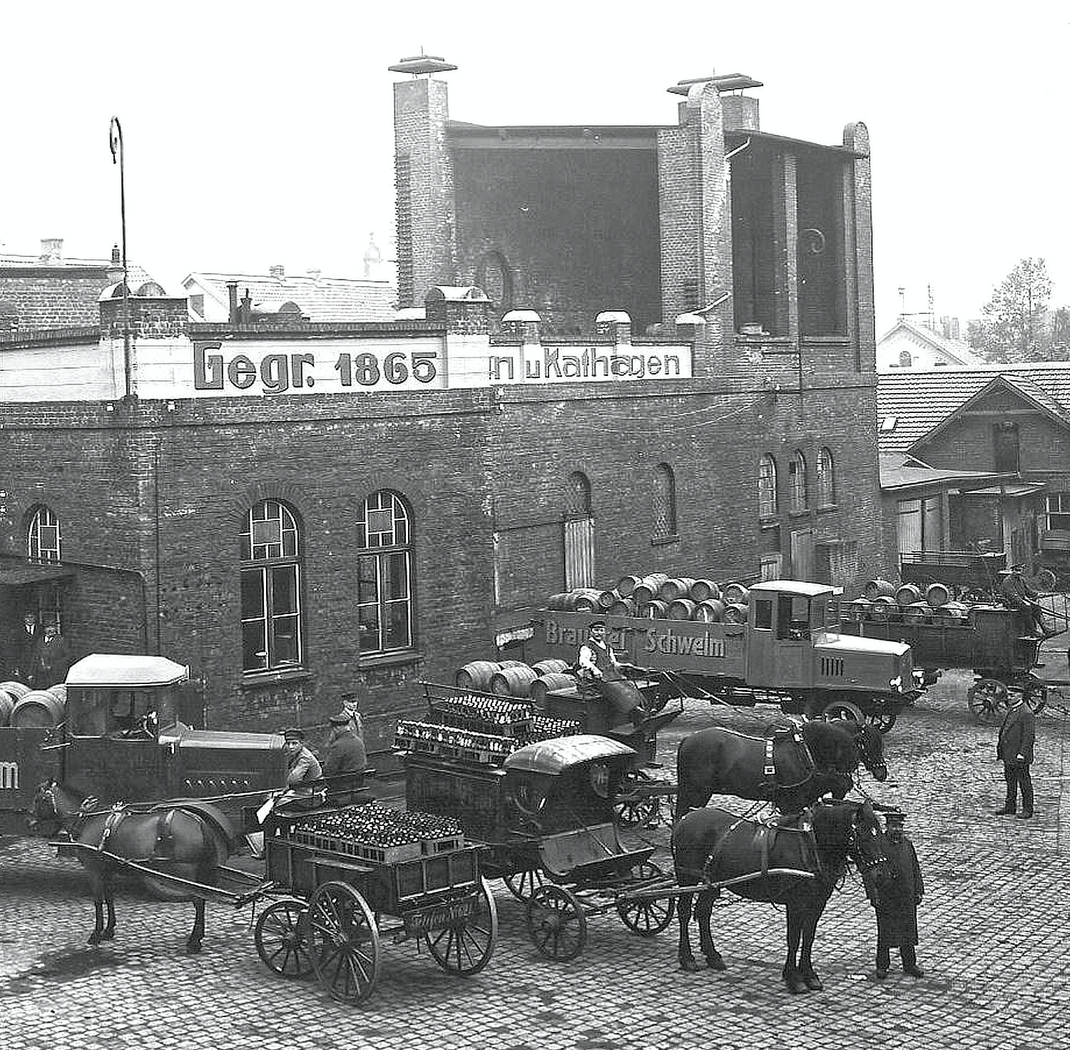 Brauerei altes Bild mit Pferden quadrat